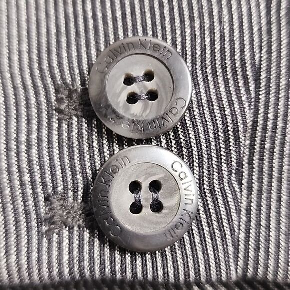 Chic Calvin Klein Pinstriped Gray Blazer - Picture 4 of 13